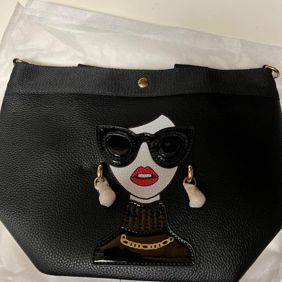 ENJOININ Funky Lady Face Purse for Women Casual Shopping Bag Top Handle Satchel - Picture 4 of 12